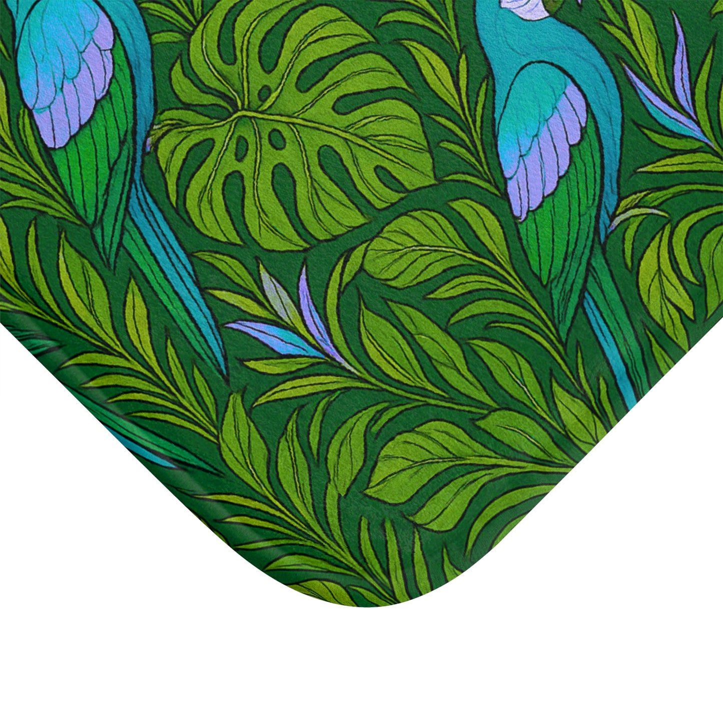 Parrot Family/Blue Bath Mat, 2 Sizes - Tropical Vibes for Home Decor