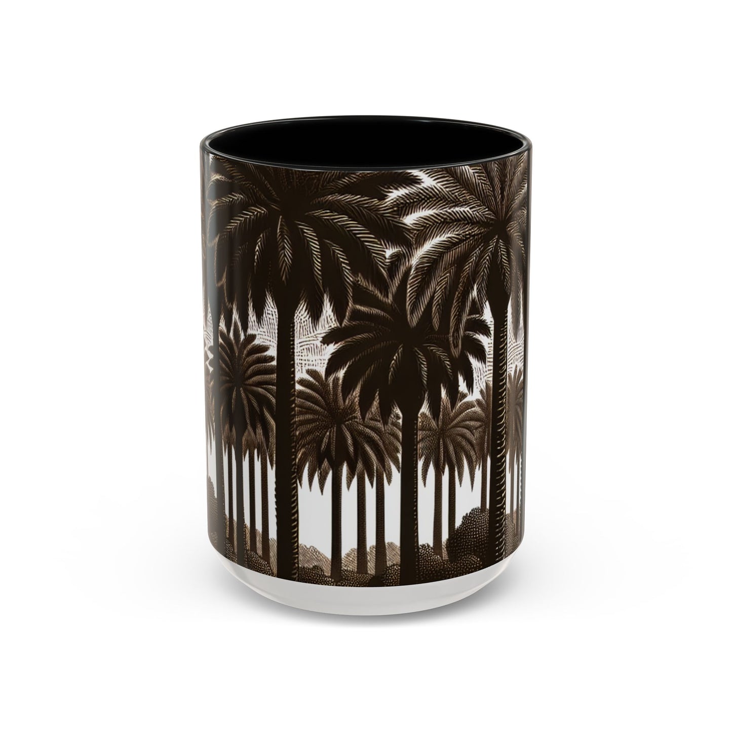 Accent Coffee Mug (11, 15oz) - Woodcut Palm Grove