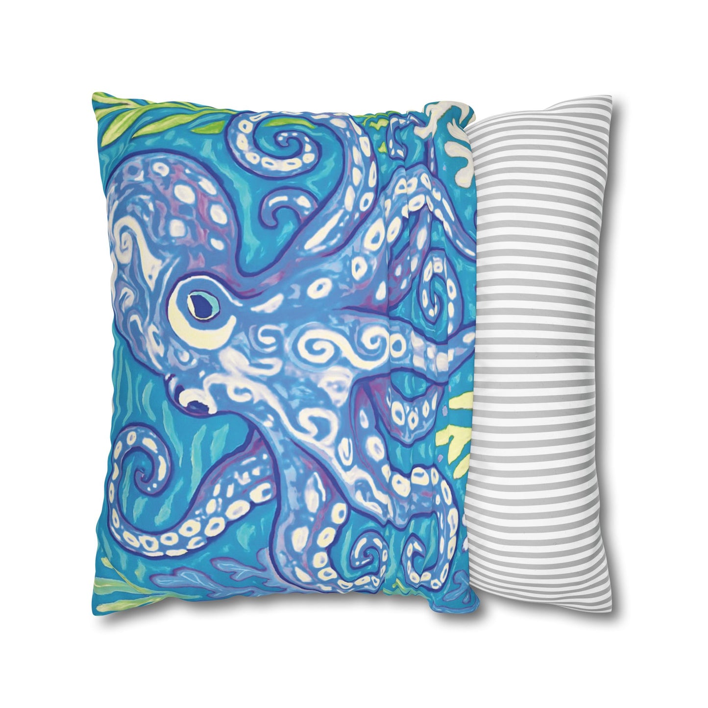 Faux Suede Square Pillowcase - Blue Kraken Joe