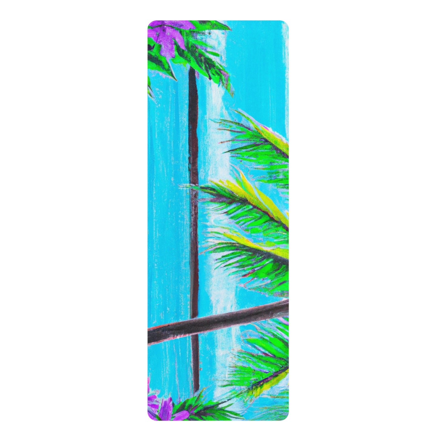 Tropical Paradise Rubber Yoga Mat, 24" x 70" - Non-Slip with Beach Print / Calm Beach