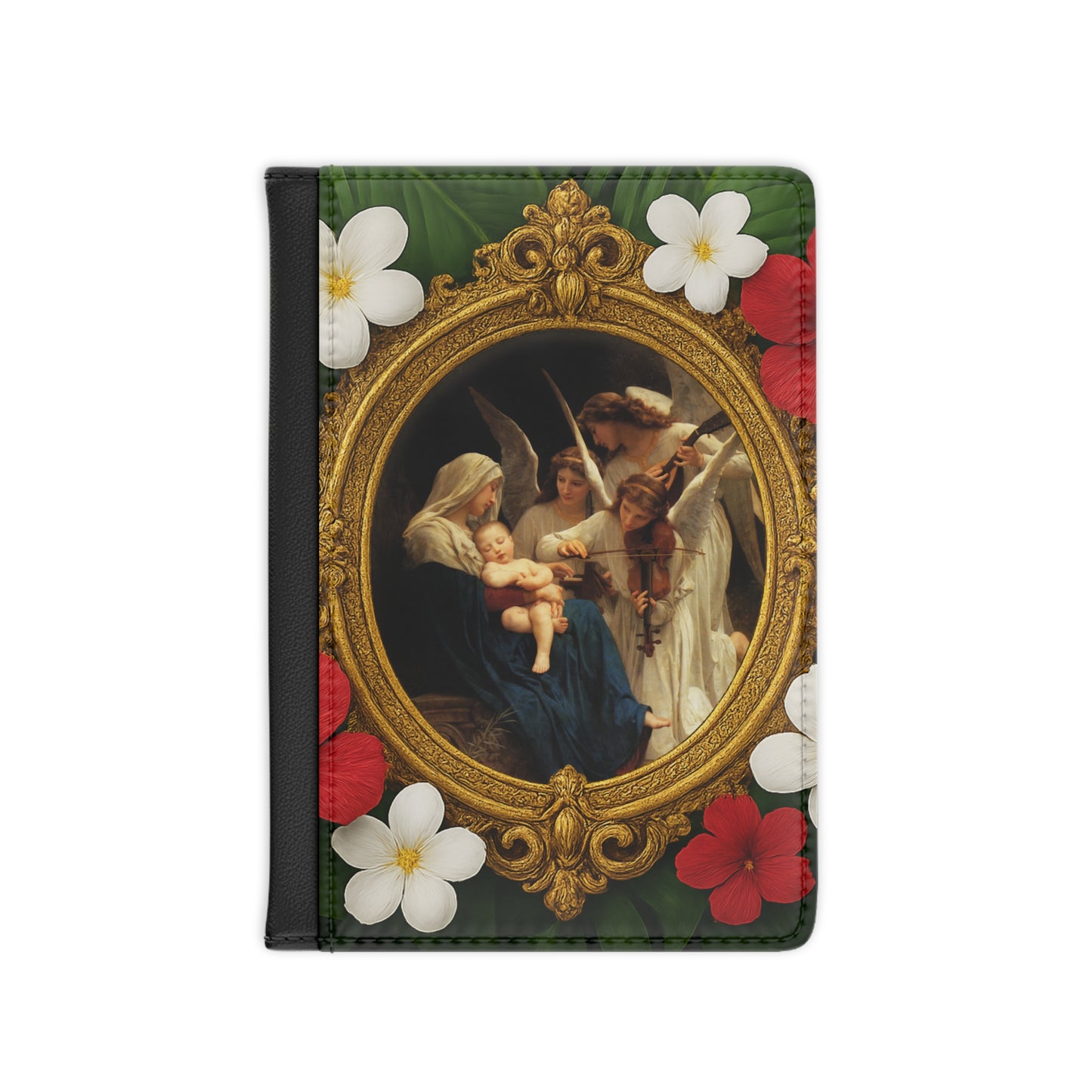 Religious Tropical Passport Cover, Faux Leather - RFID blocking for travel security / Song of the Angels