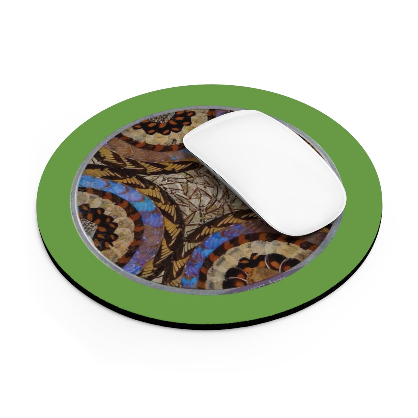 Tropical Mouse Pad, 2 Shapes - Beach Vibes for Home Office & Gamer / Real Butterfly Wing Art, Green