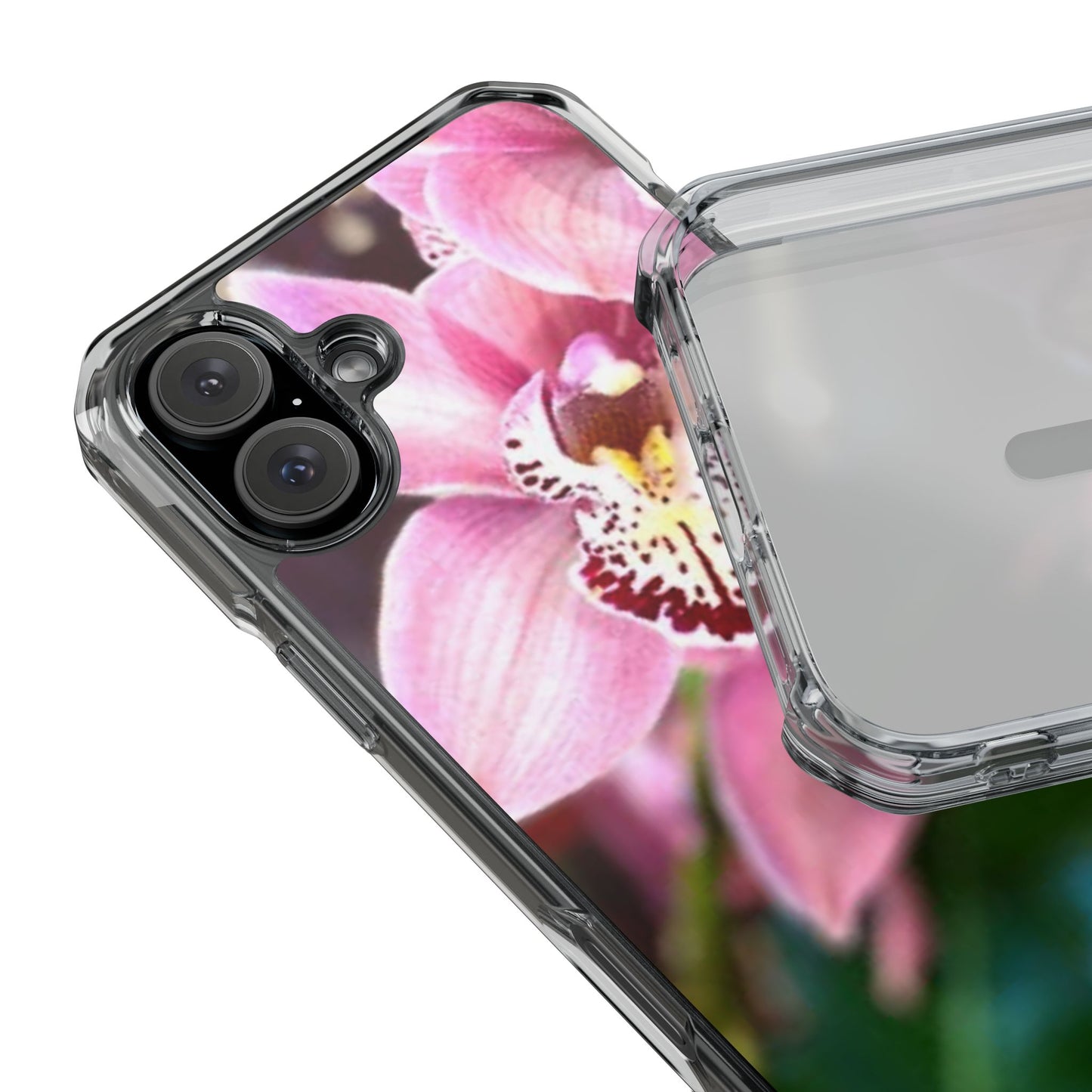 Pink Orchid/Photo Magnetic Clear Phone Case, Many Models