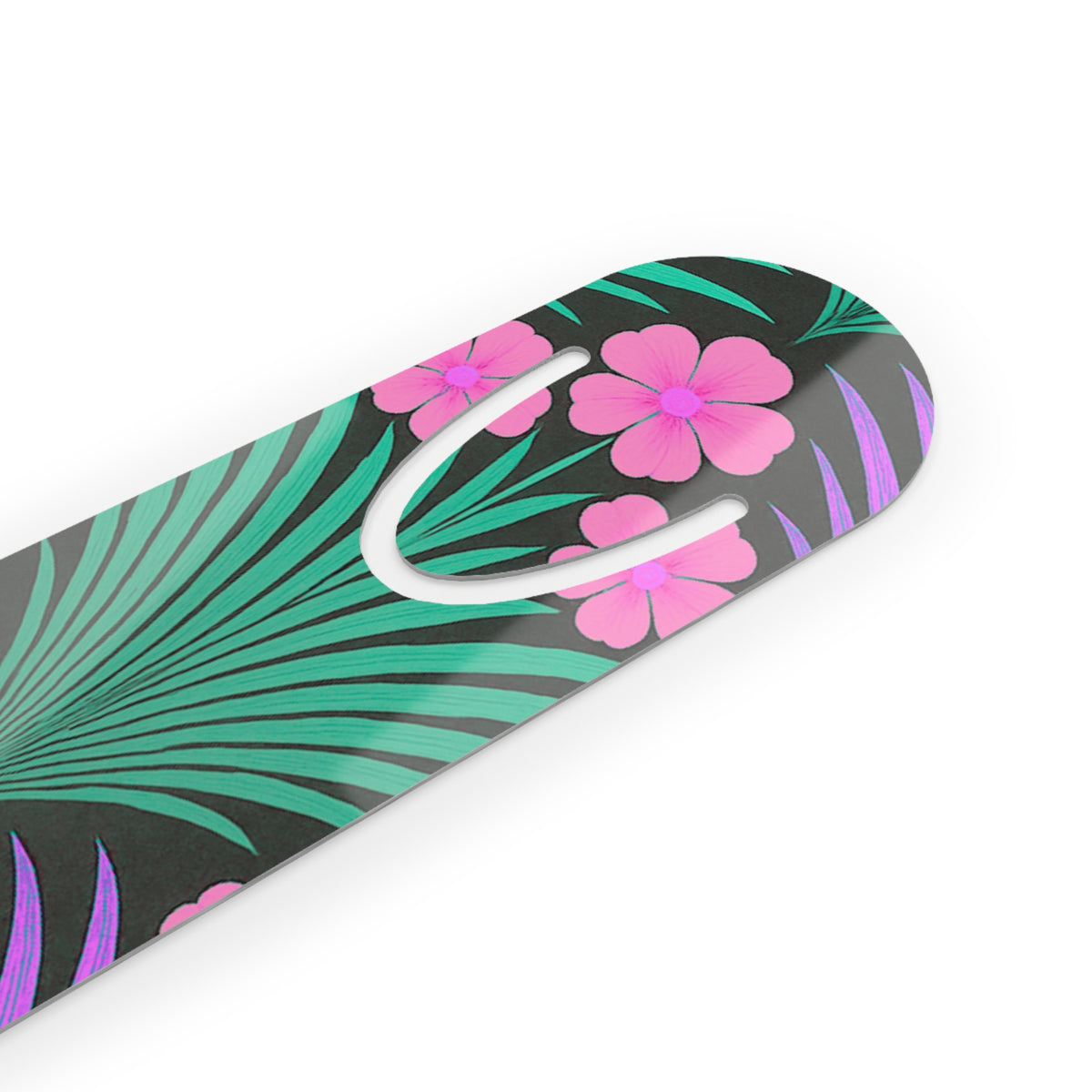 Bookmark - Aluminum, Midnight Hibiscus Deco/Pink