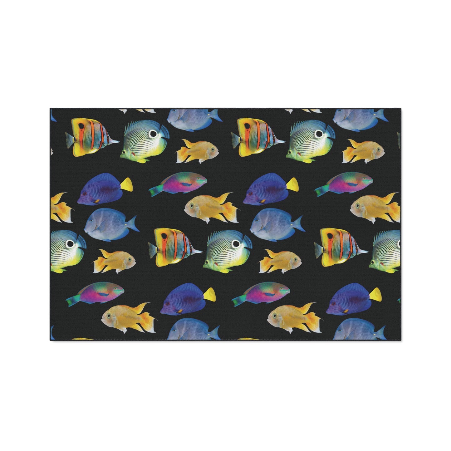 Heavy Duty Floor Mat, 5 Sizes – Tropical Area Rug for Home Décor / School of  Fish, Black