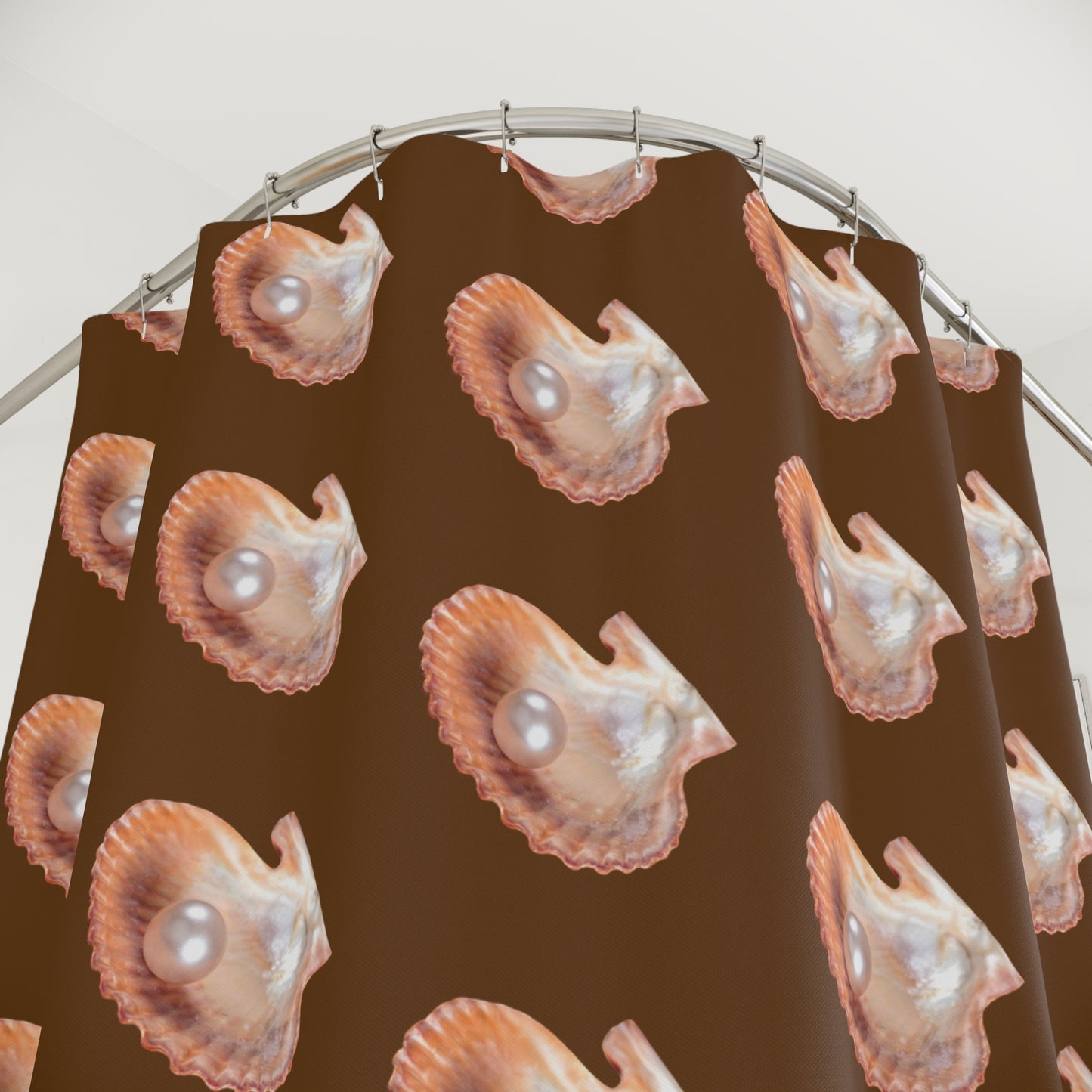 Tropical Shower Curtain - Ocean Bathroom Decor / Lavender Freshwater Pearl/Brown