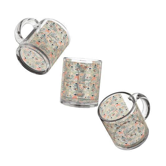 Tropical Glass Mug - 10oz Coffee Cup / Mid-Century Octopus