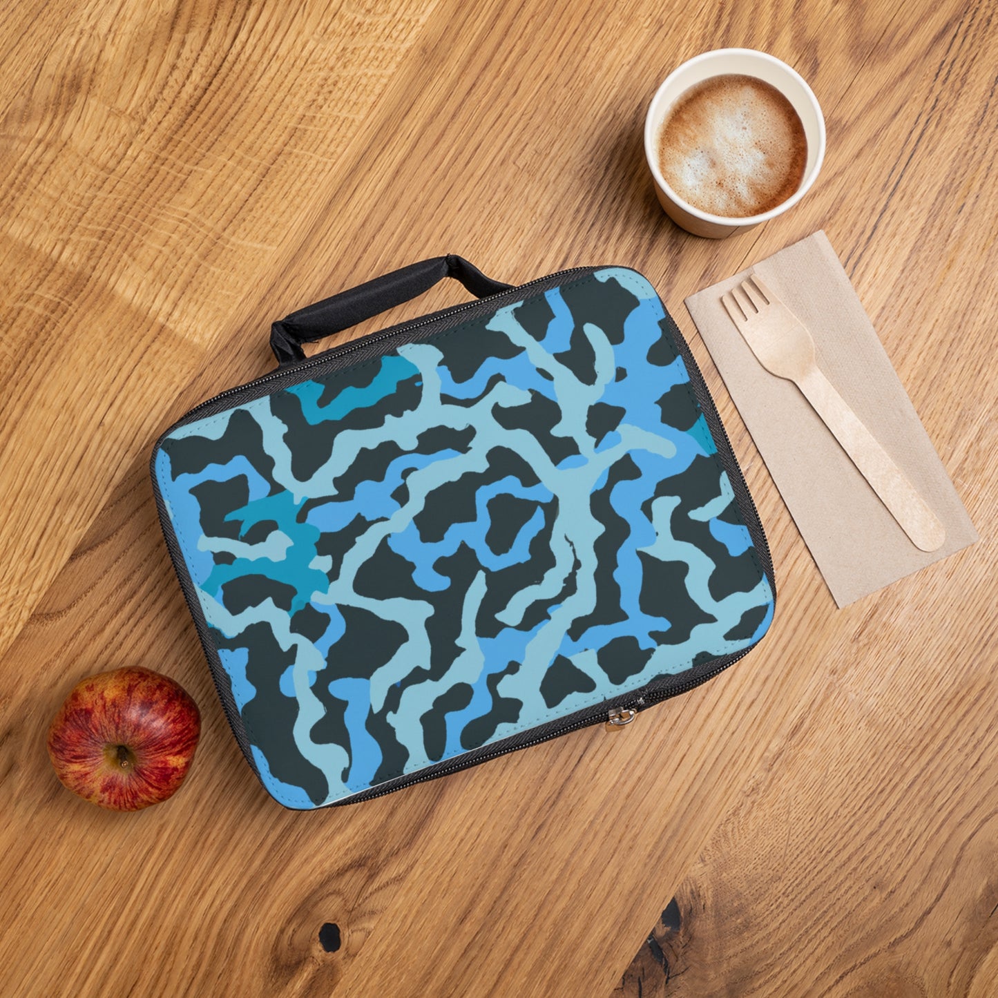 Coral Threads/Blue Lunch Bag - Eco-Friendly Insulated Tote, Adult and Child Lunchbox / Perfect for Picnics, Beach Outings