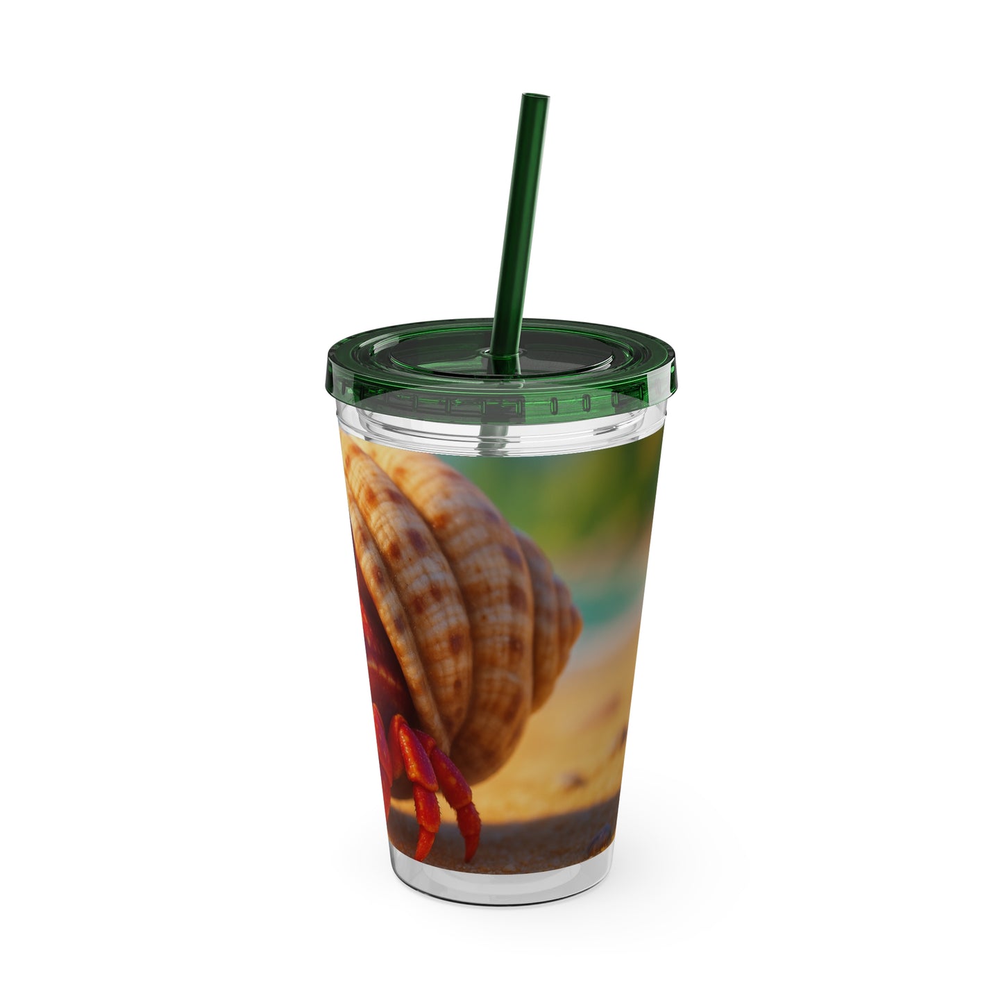 Tropical Tumbler with Straw | 16oz Colorful Travel Cup / Baby Hermit Crab