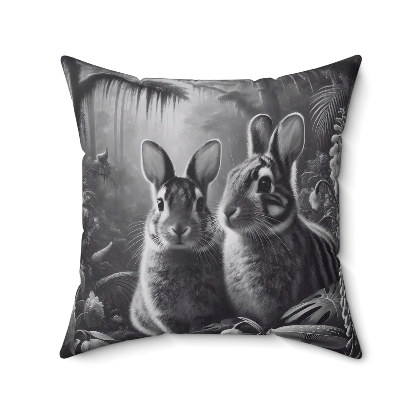 Decorative Pillow - Accent Cushion, 4 Sizes /Tropical Sumatran Rabbits/Slate