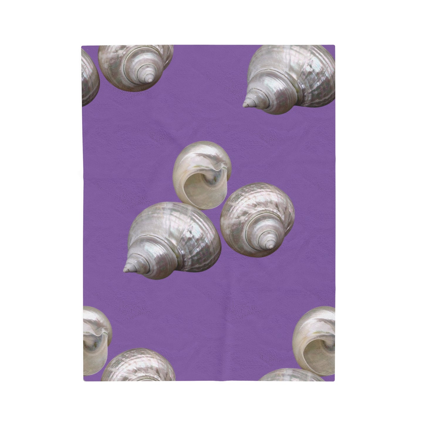 Tropical MACRO White Nautilus Trio/Purple Velveteen Plush Blanket - Cozy Home Decor for Coastal Lovers