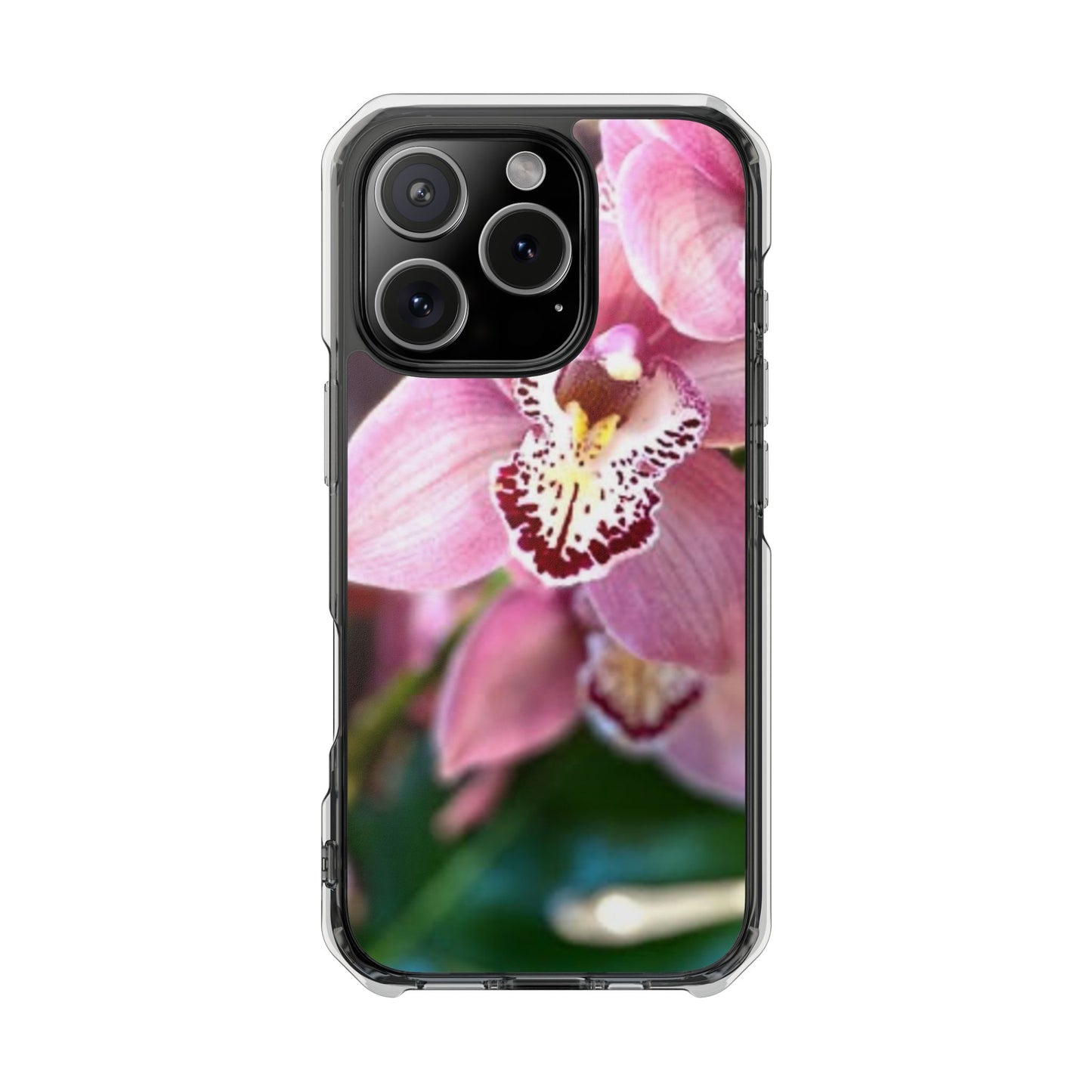 Pink Orchid/Photo Magnetic Clear Phone Case, Many Models