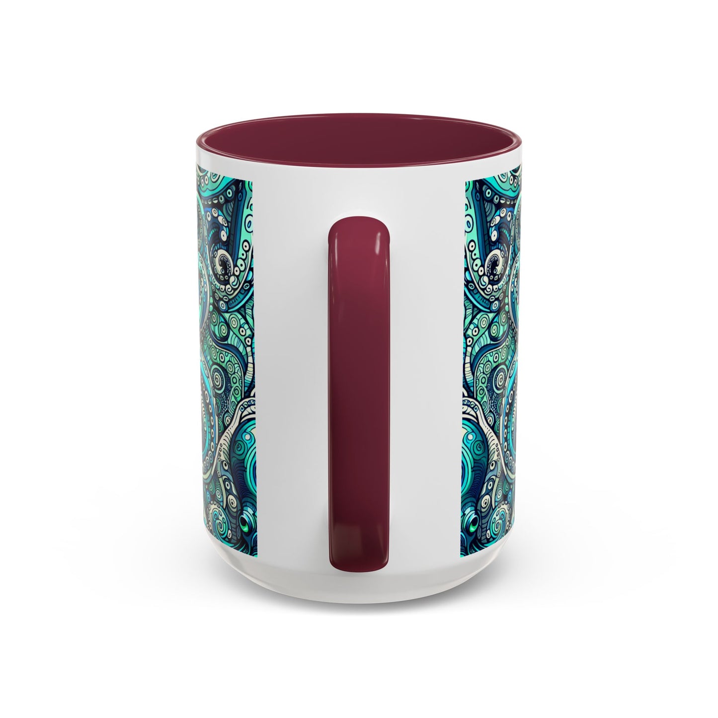 Accent Color Coffee Mug, Many Colors - 11oz & 15oz / Aqua Octopus