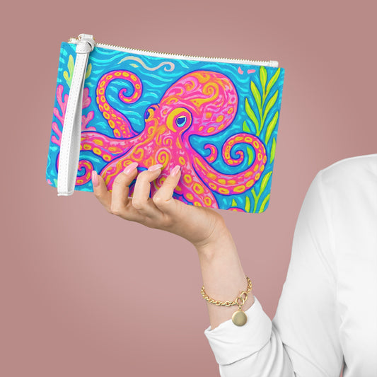 Tropical Faux Leather Clutch Bag - Perfect for Beach Adventures & Summer Vacations / Octopus Kraken Joe