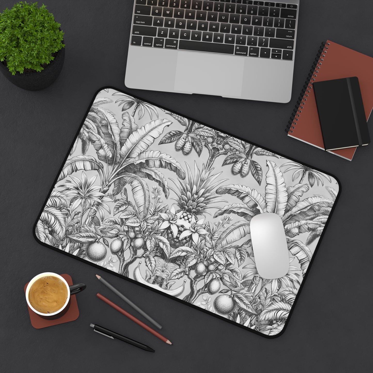 Tropical Mouse Pad/Desk Mat, 3 Sizes - Perfect for Home Office / Tropical Fruit, Newspaper