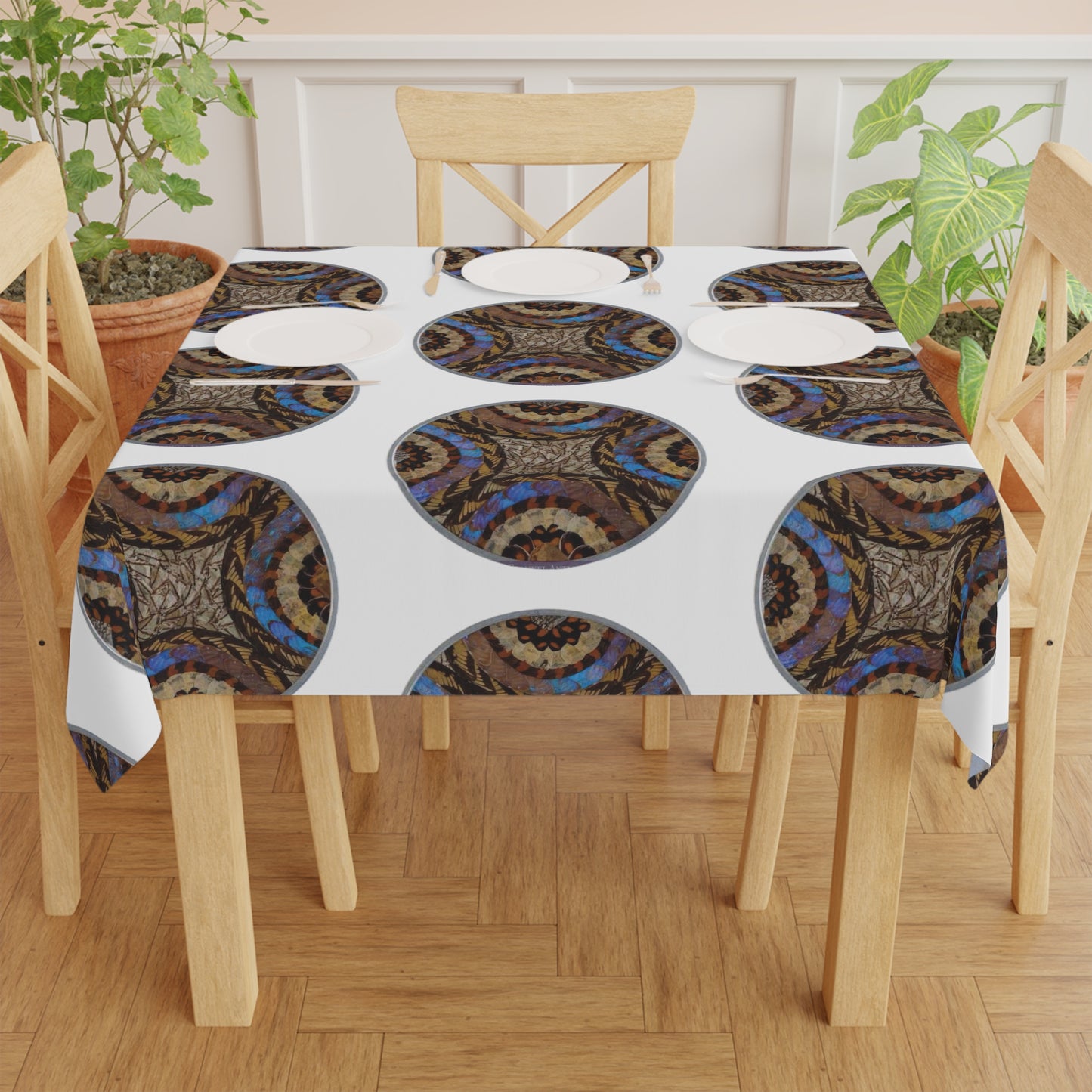 Real Butterfly Wing Plate ~ Square Tablecloth, 55" x 55"