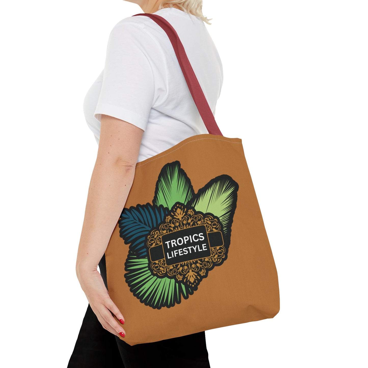 Elegant Tropics Lifestyle Logo Tote Bag - 3 Sizes, Lt. Brown