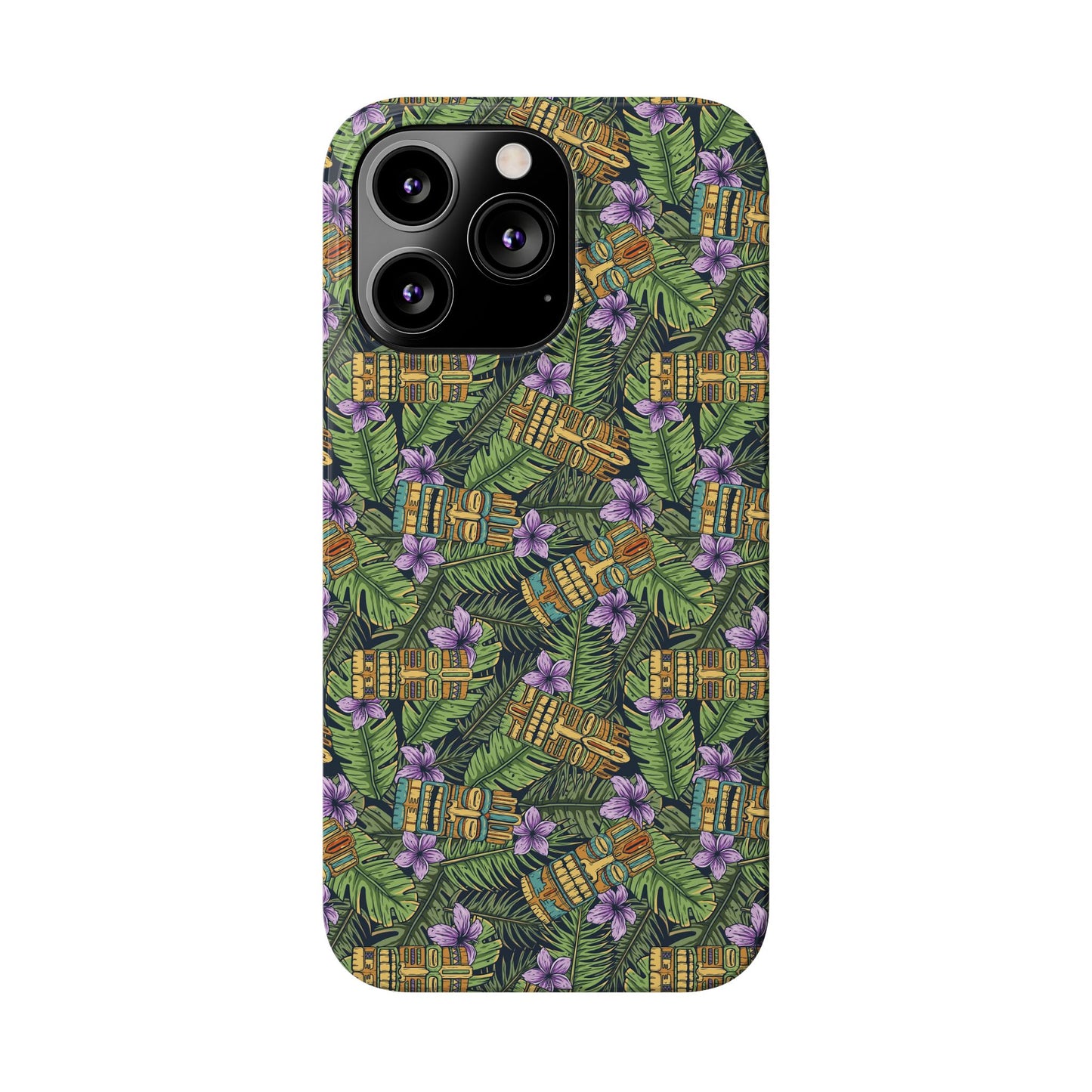 Slim Phone Cases - Tiki Purple Greenery