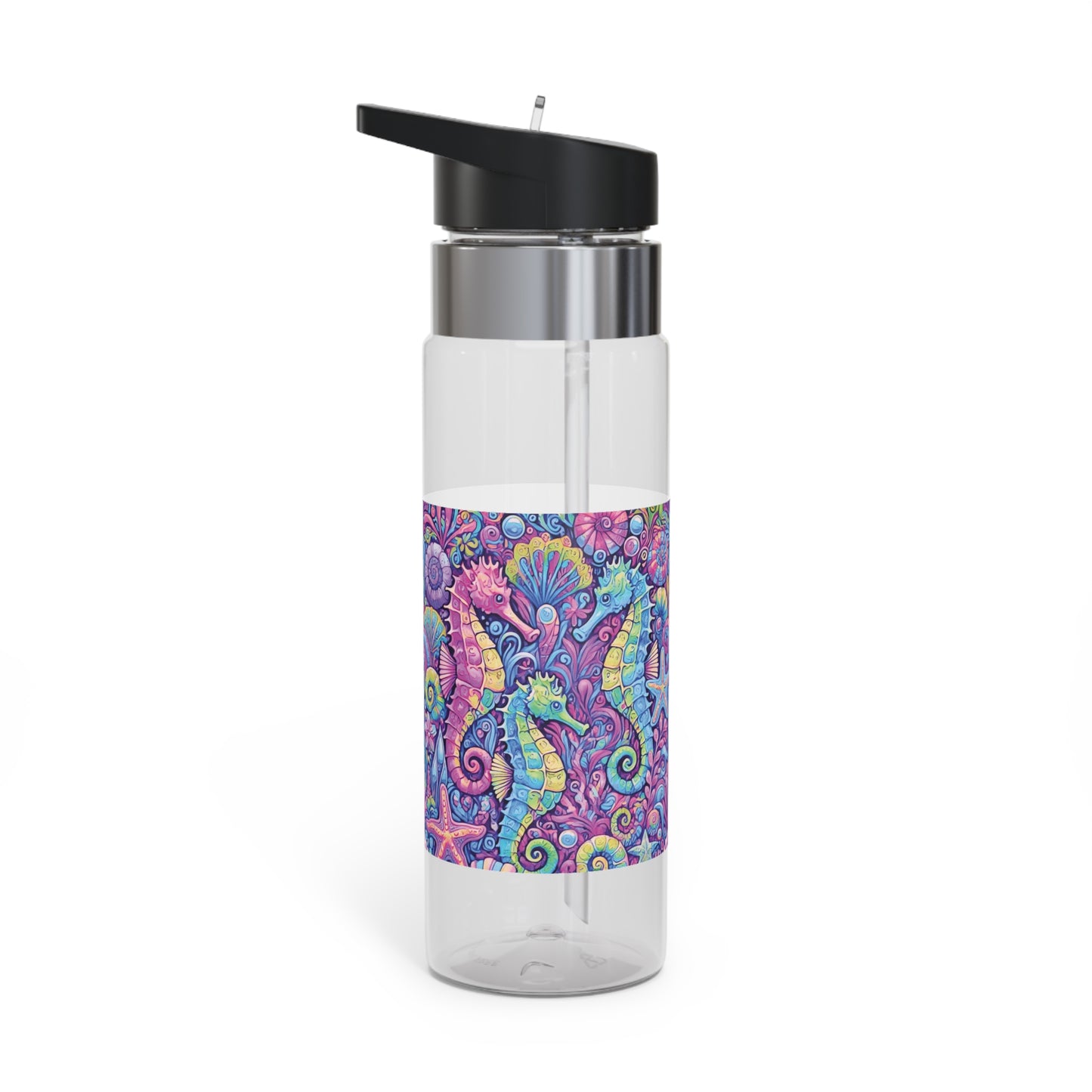 Tropical 20oz Tritan Sport Water Bottle -  Leakproof, Lightweight, BPA-Free / Seahorse Trio, Fantasy Pop