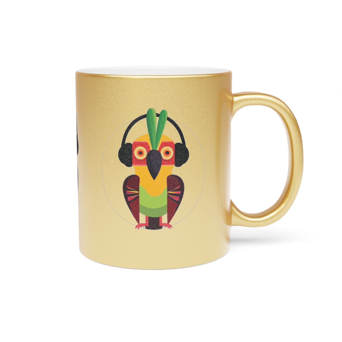 Colorful Tropical Metallic Mug, Gold or Silver - Rockin' Out Parrot