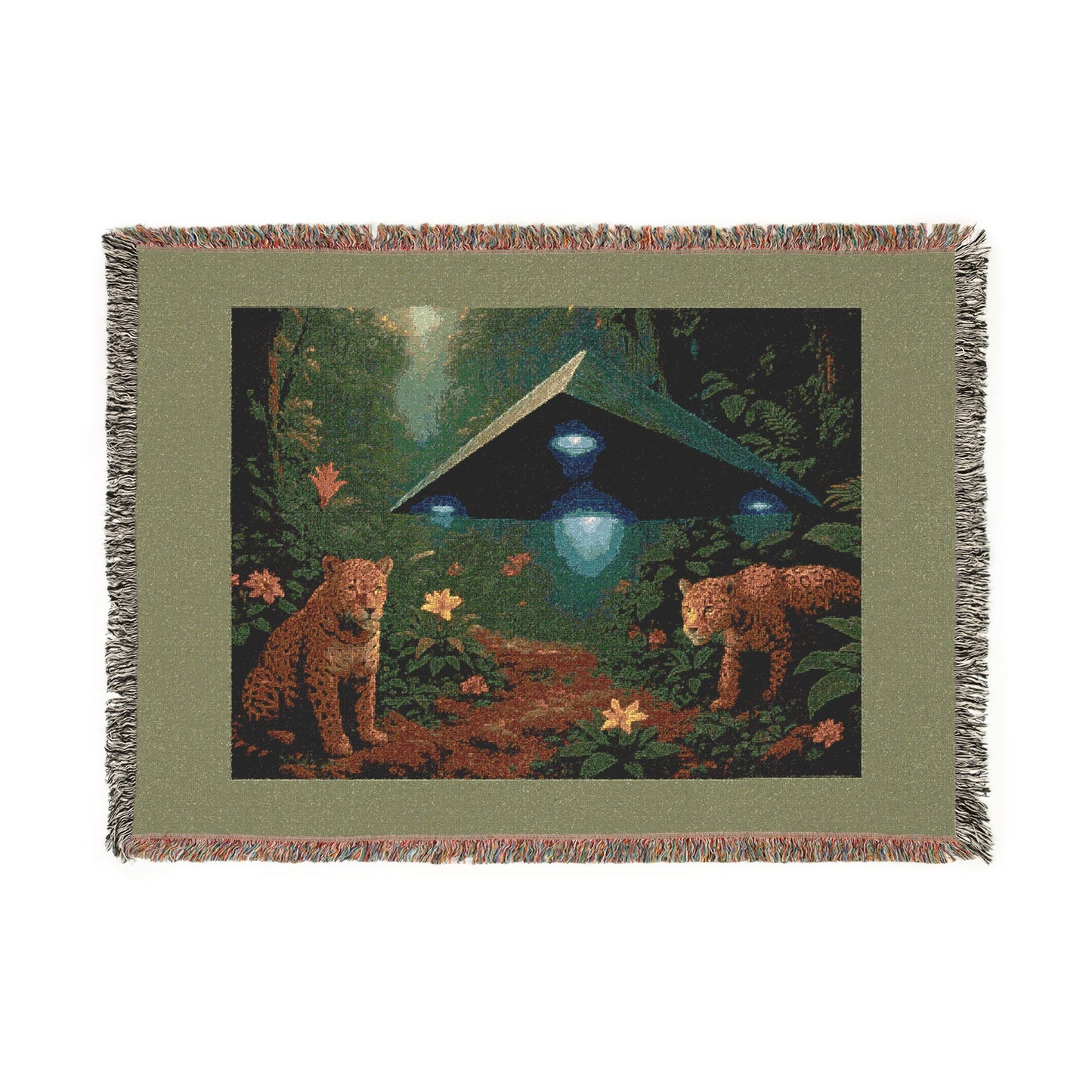 Woven Blanket, 3 Sizes - Tropical Home Decor / UFO and Jaguars