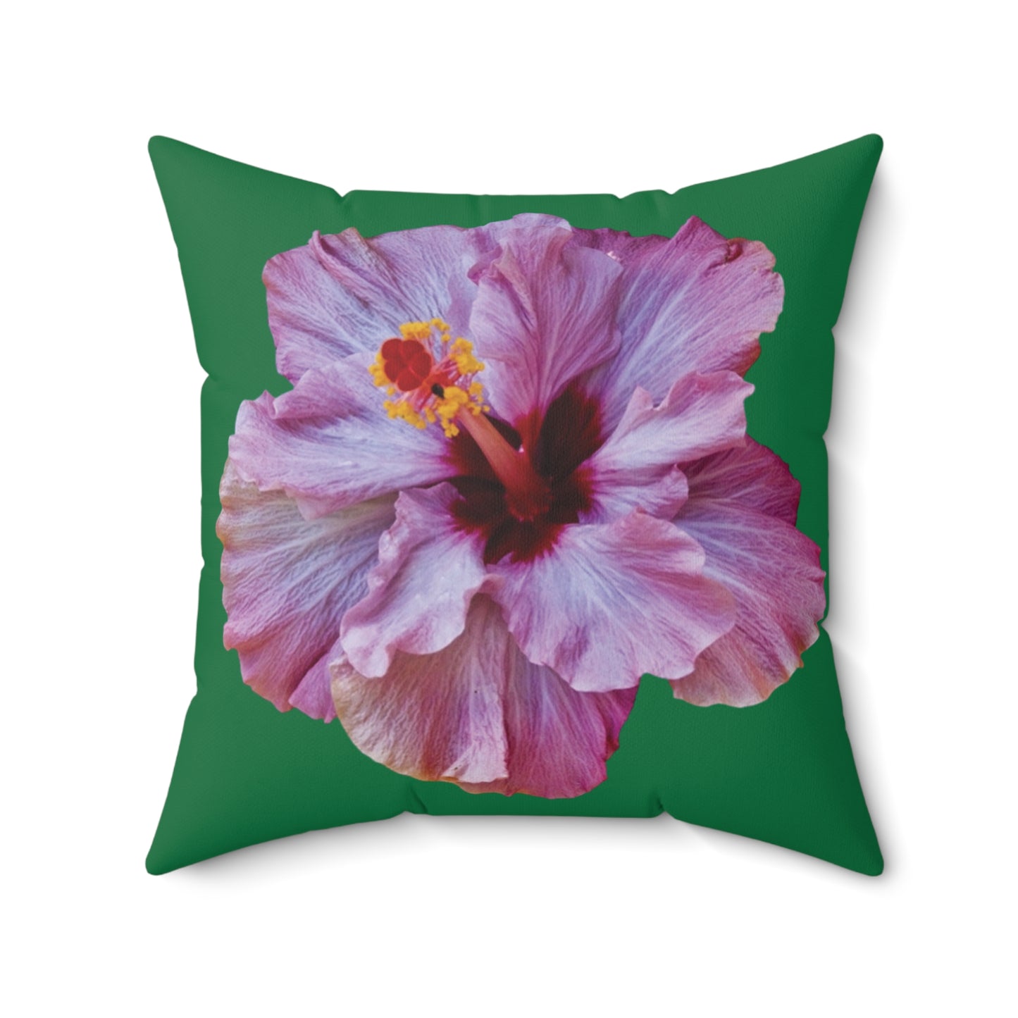Decorative Pillow - Accent Cushion, 4 Sizes / Photo Purple Hibiscus, Dark Green