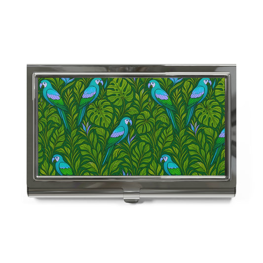 Business Card Holder/Case ~ Parrot Family, Blue