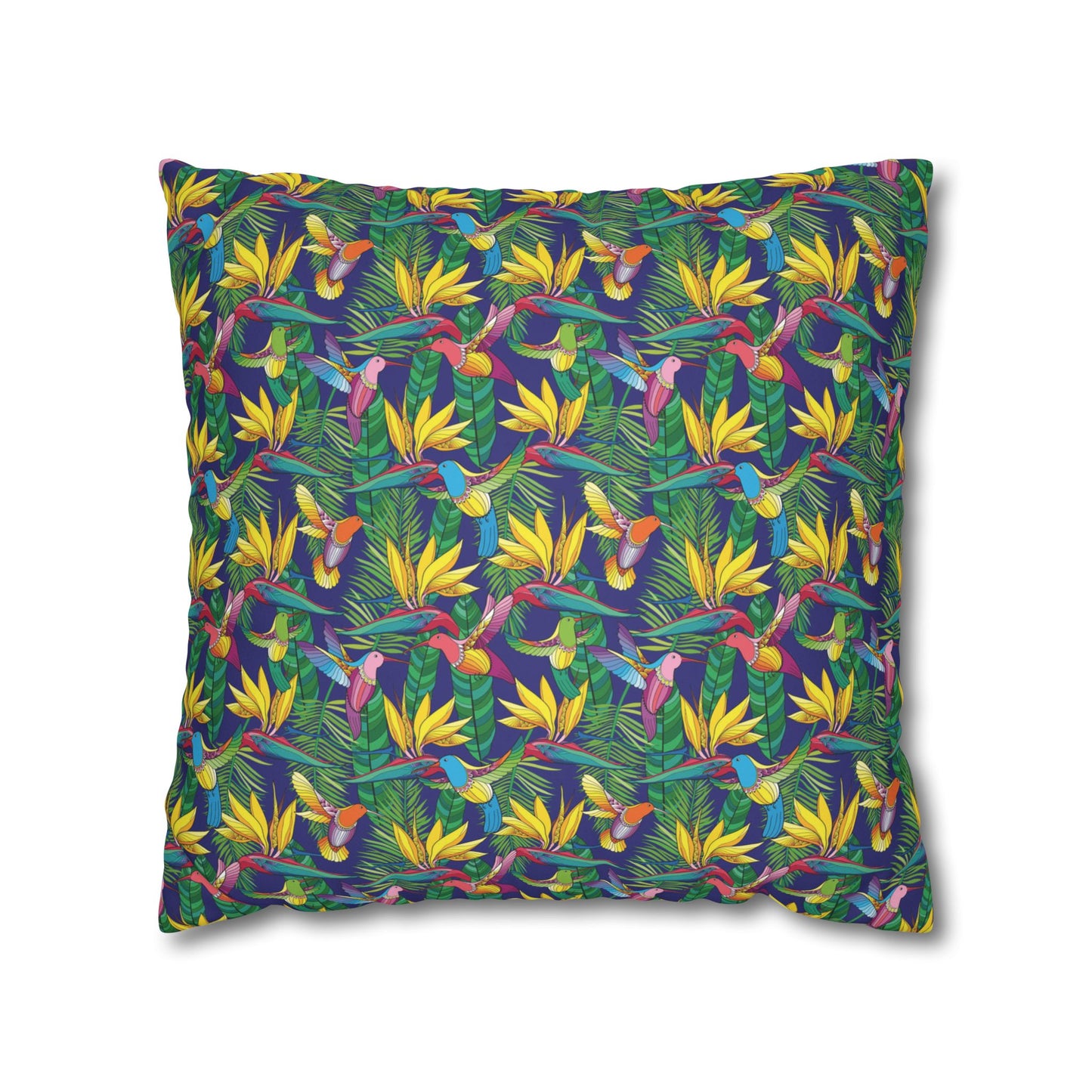 Faux Suede Square Pillowcase - Bird of Paradise Toile