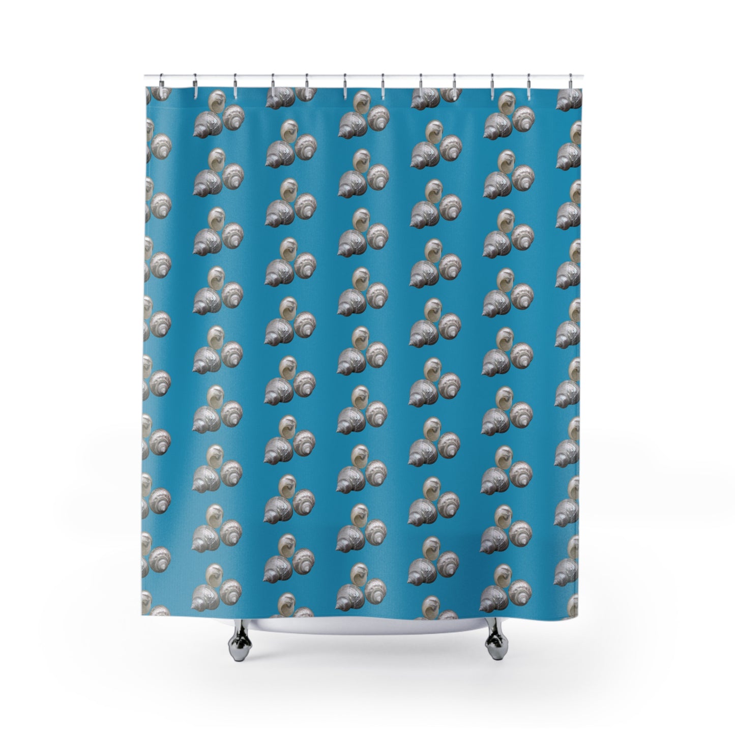 Tropical Shower Curtain - Ocean Bathroom Decor / White Nautilus Trio/Turquoise