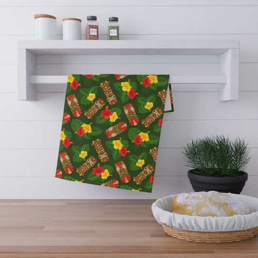 Tea Towels (cotton, poly) - Tiki Hibiscus Garden