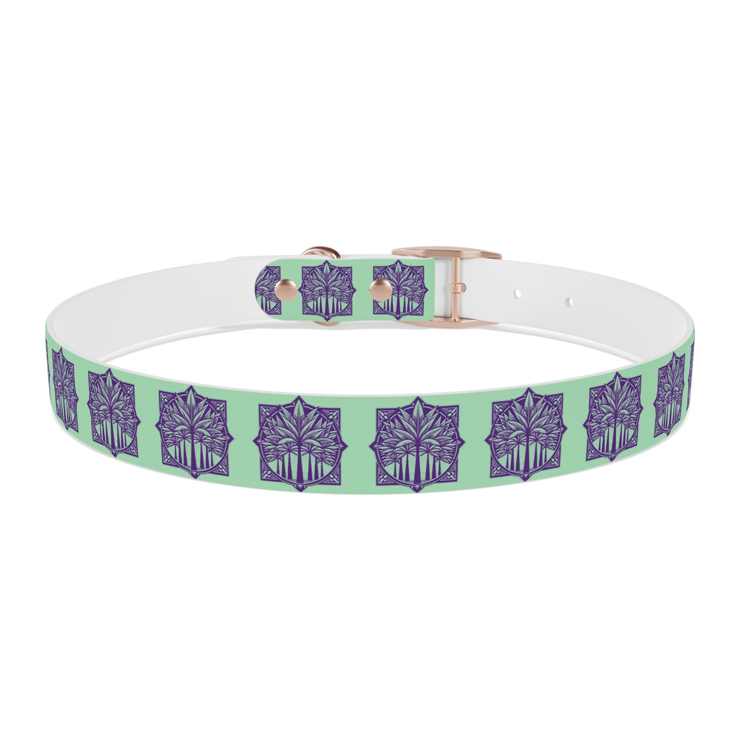 Dog Collar - Deco Palm Trees, Mint Green