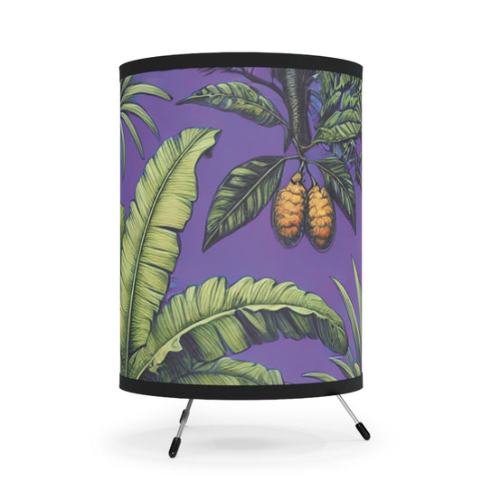 Tropical Fruit/Purple Tripod Lamp with Artistic High-Res Shade - Perfect for Home Décor