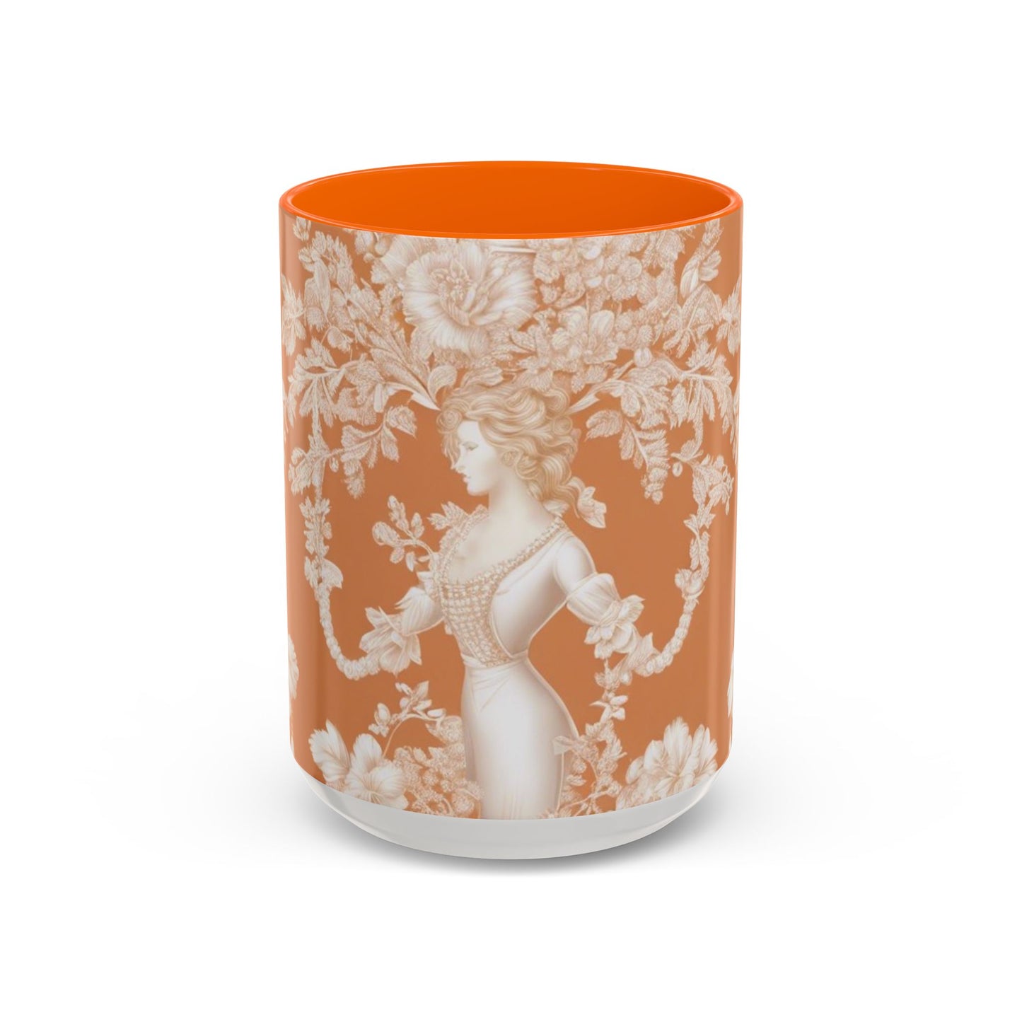 Accent Coffee Mug (11, 15oz), Pearl Lady Toile/Melon, Various Colors