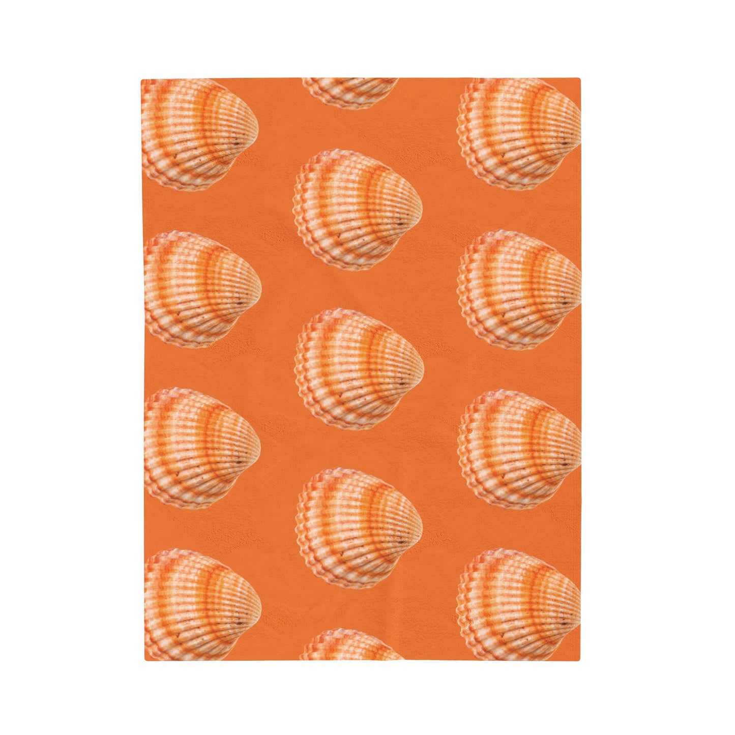 Tropical MACRO Orange Scallop/Orange Velveteen Plush Blanket - Cozy Home Decor for Coastal Lovers