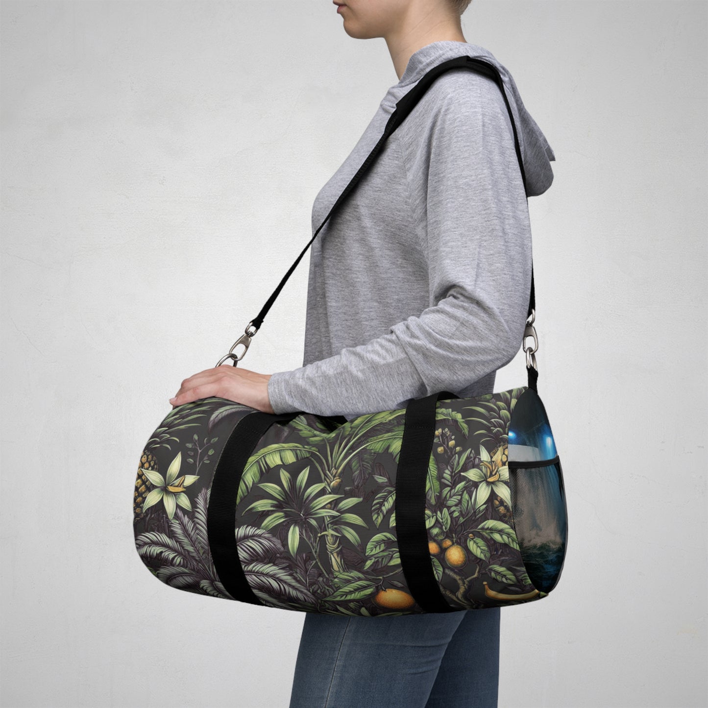 Tropical Duffel Bag - Perfect for Travel and Gym / Tropical Fruit, Black