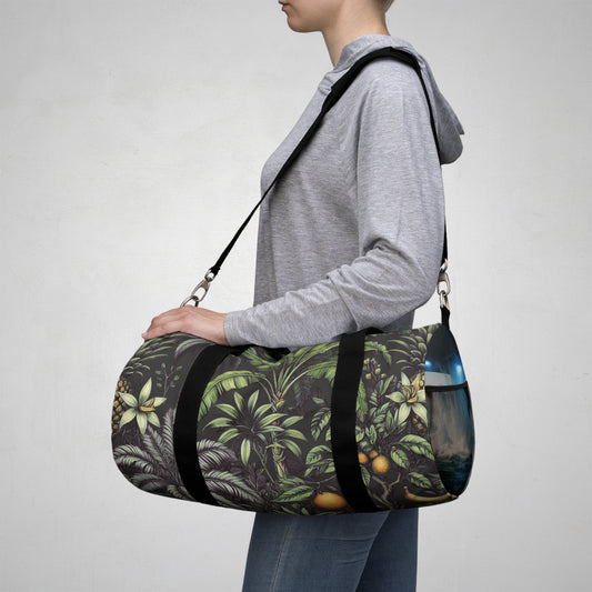 Tropical Duffel Bag - Perfect for Travel and Gym / Tropical Fruit, Black
