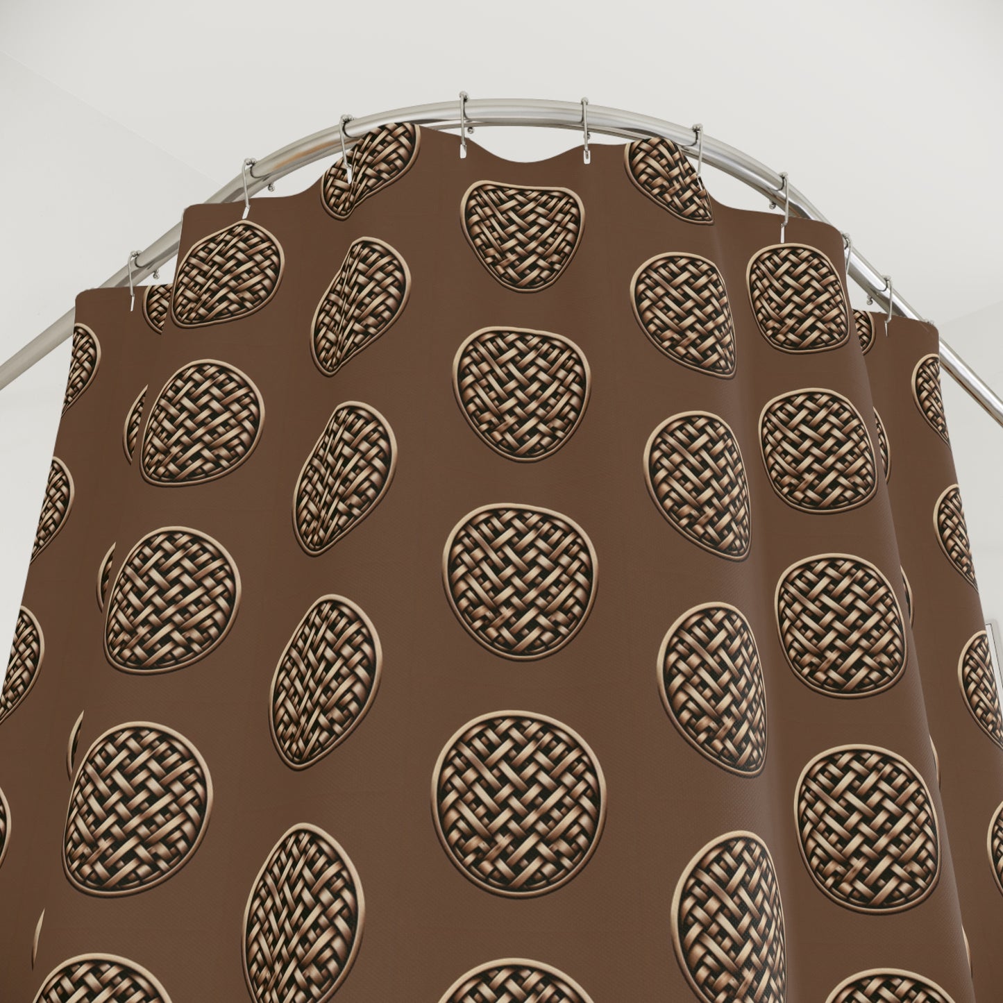 Tropical Shower Curtain - Rainforest Bathroom Decor / Brown Wicker Buttons