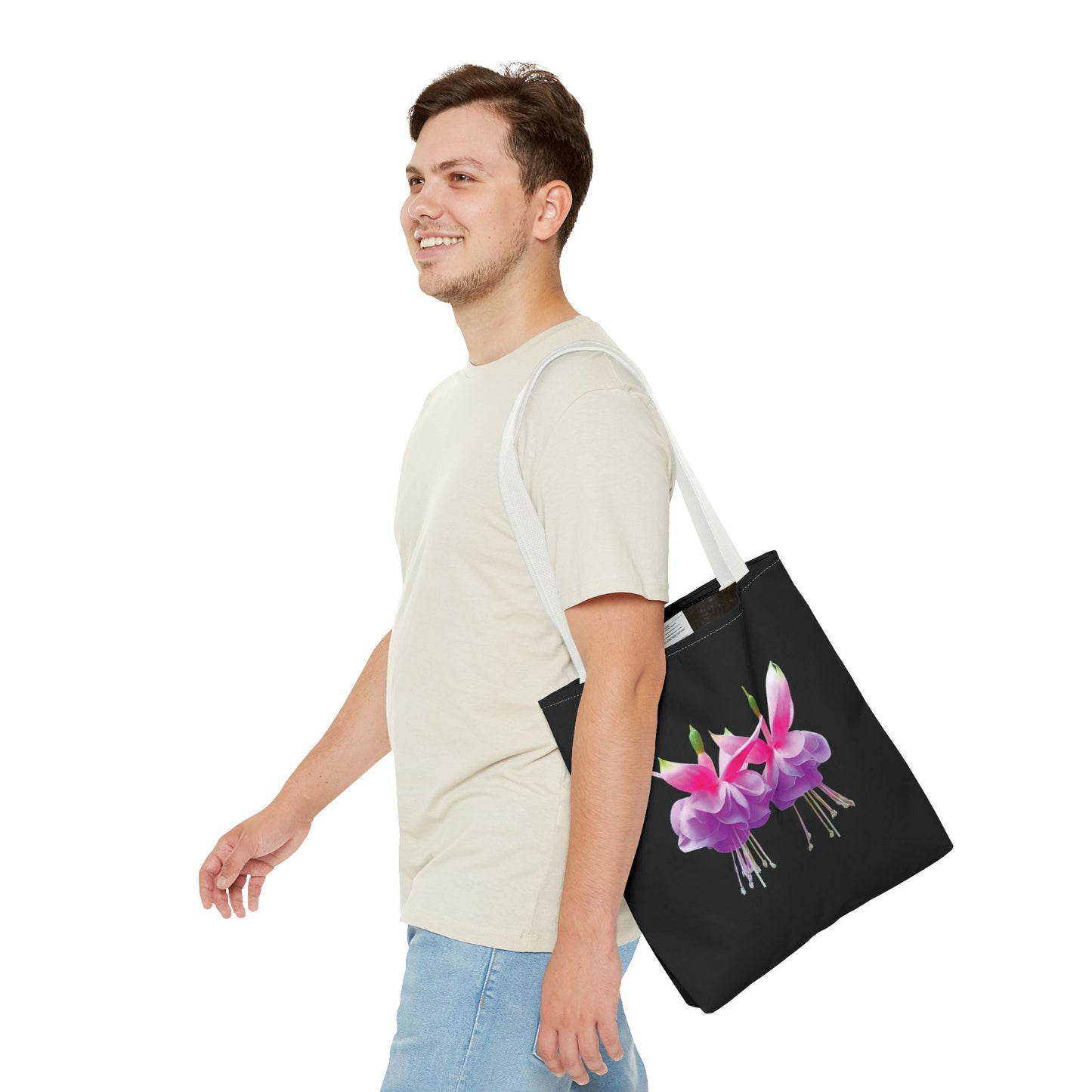 Tropical Real Two Fuchsias/Black Tote Bag - 3 Sizes