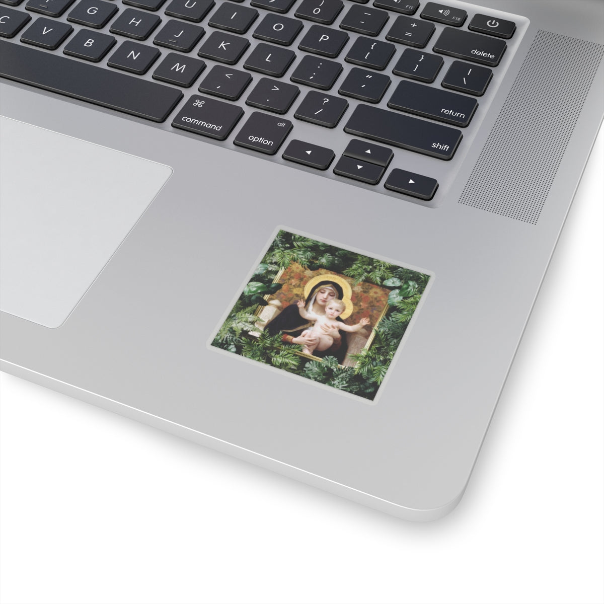 Madonna With Lilies Kiss-Cut Stickers - Religious Laptop Decor