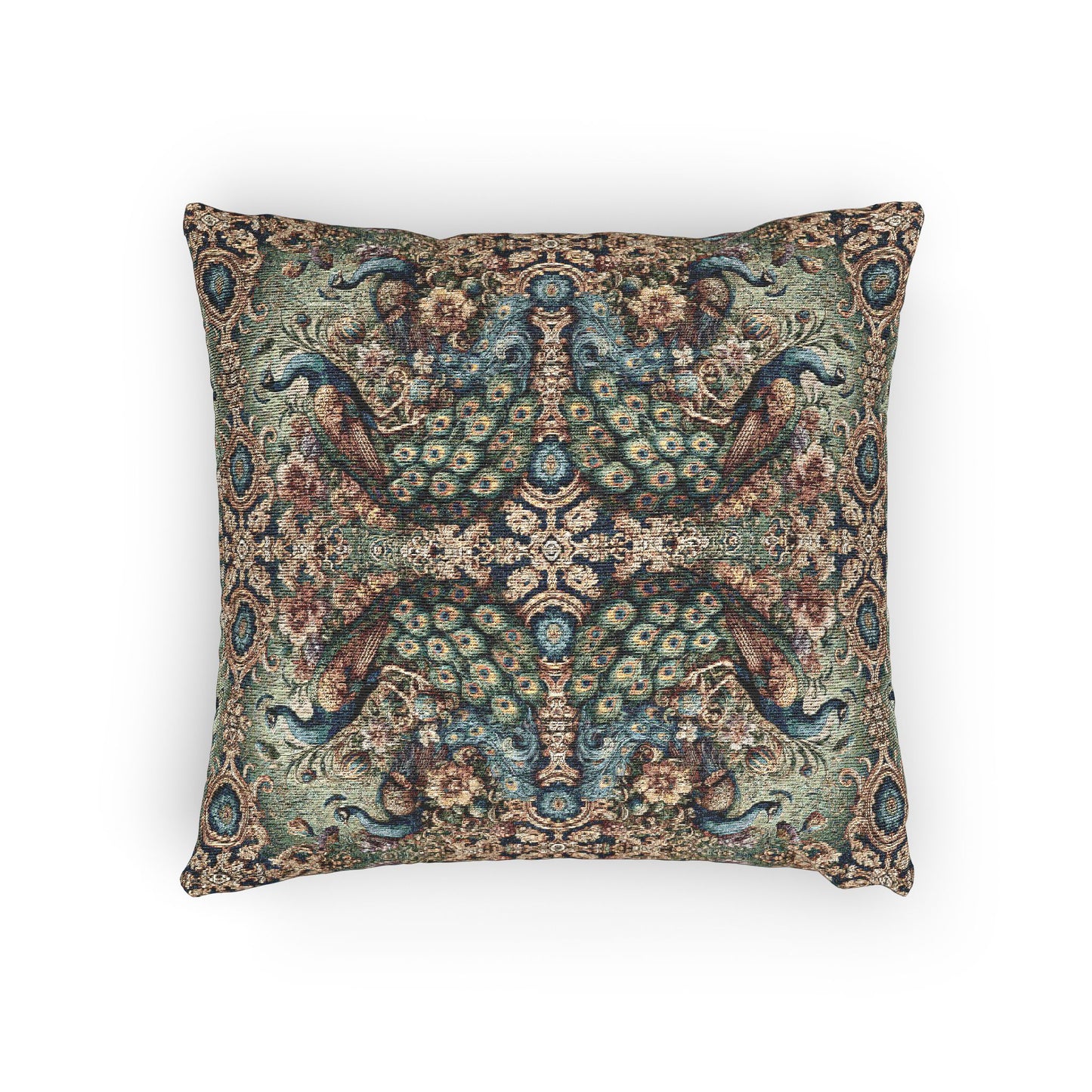 Woven Pillow, 17"W x 18"L - Kaleidoscope Peacock Royals