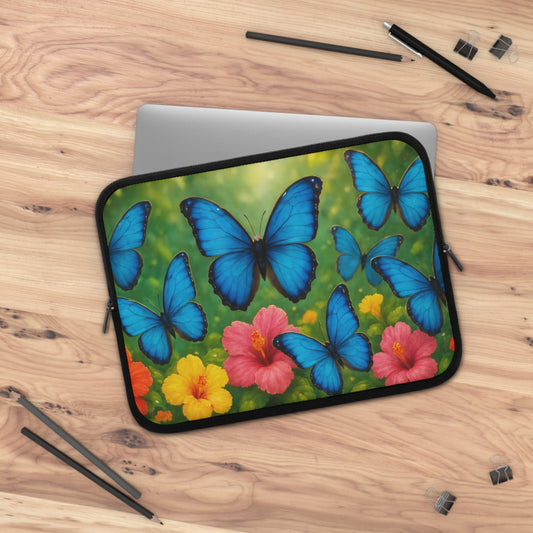 Tropical Laptop Sleeve, 5 Sizes - Perfect for Rainforest Lovers & Students / Morpho Butterfly Flight