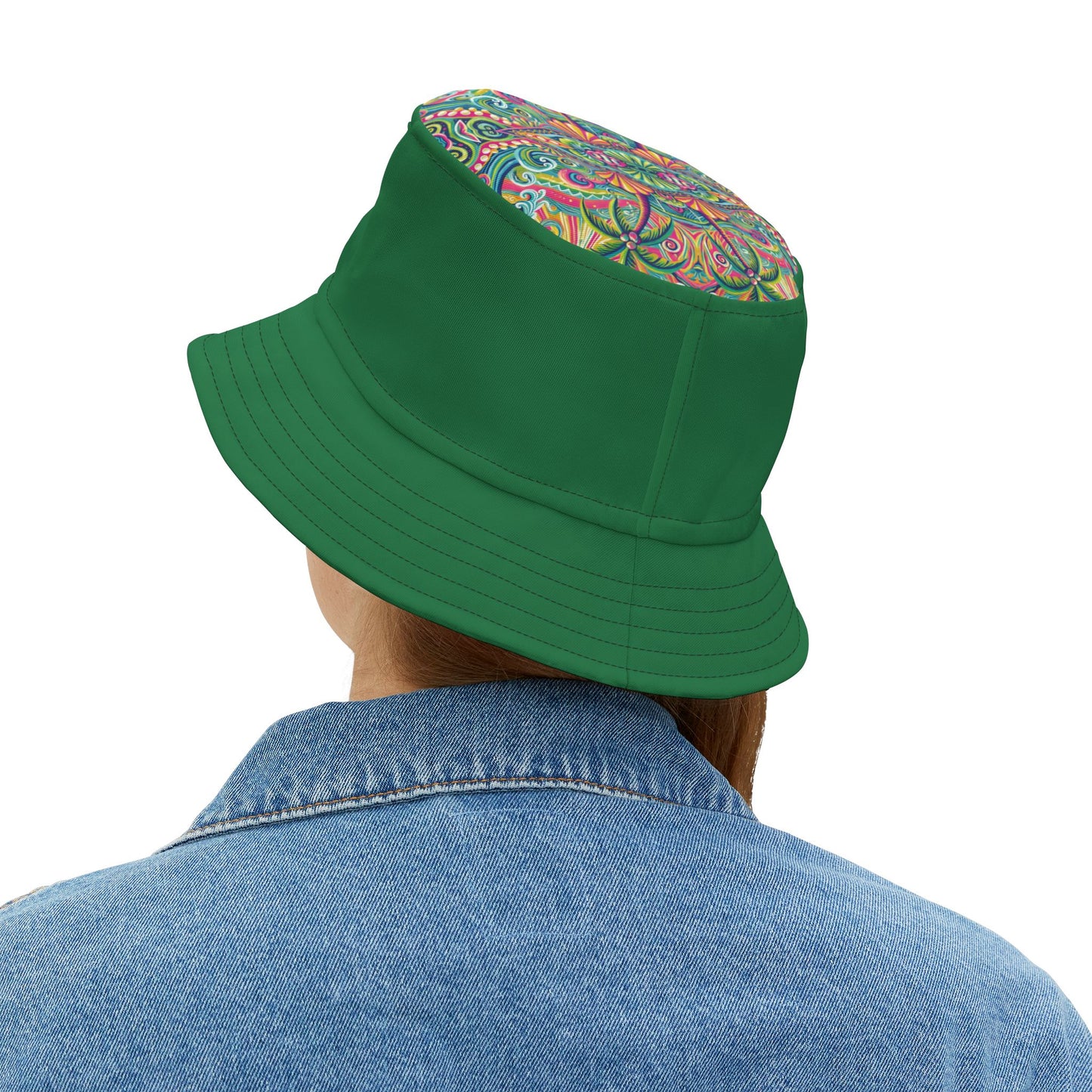 Tropical Polyester Bucket Hat, 2 Sizes - Kaleido Bay/Green