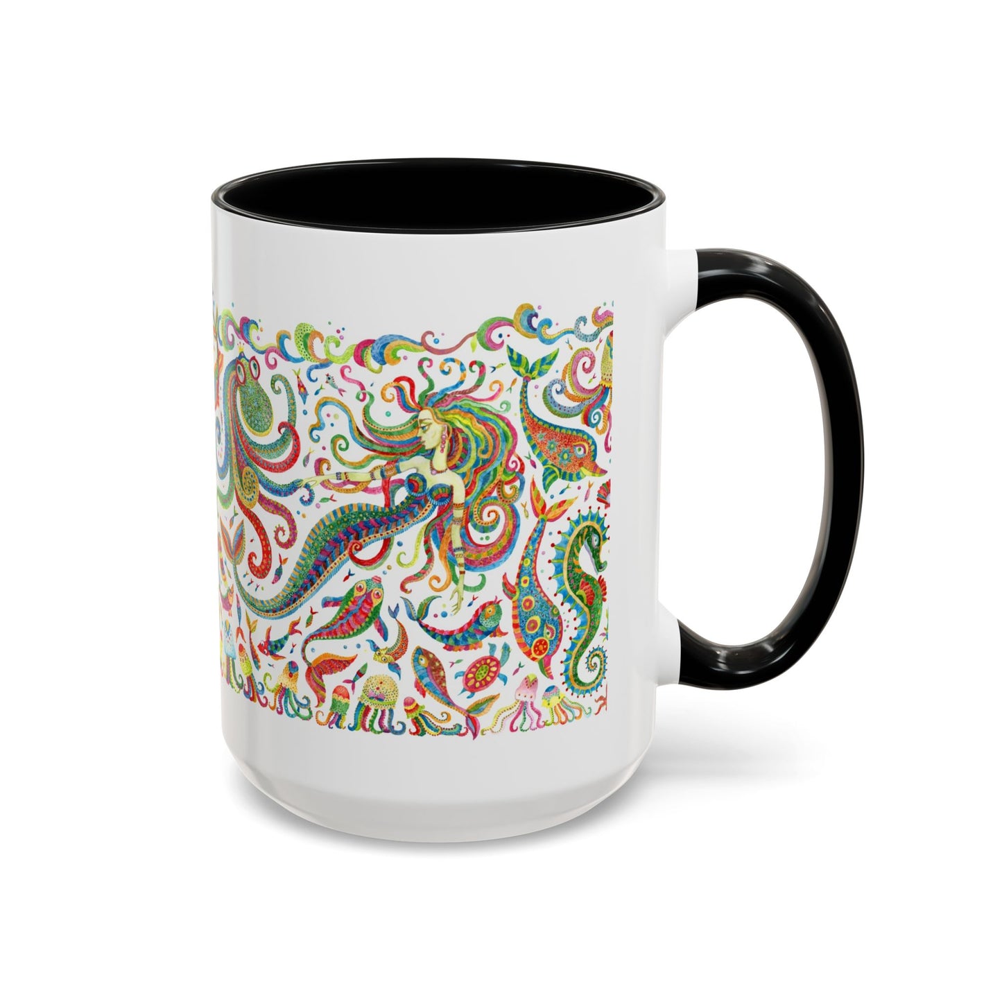 Accent Coffee Mug | Tropical-Inspired Drinkware / Colorful Mermaid Kingdom