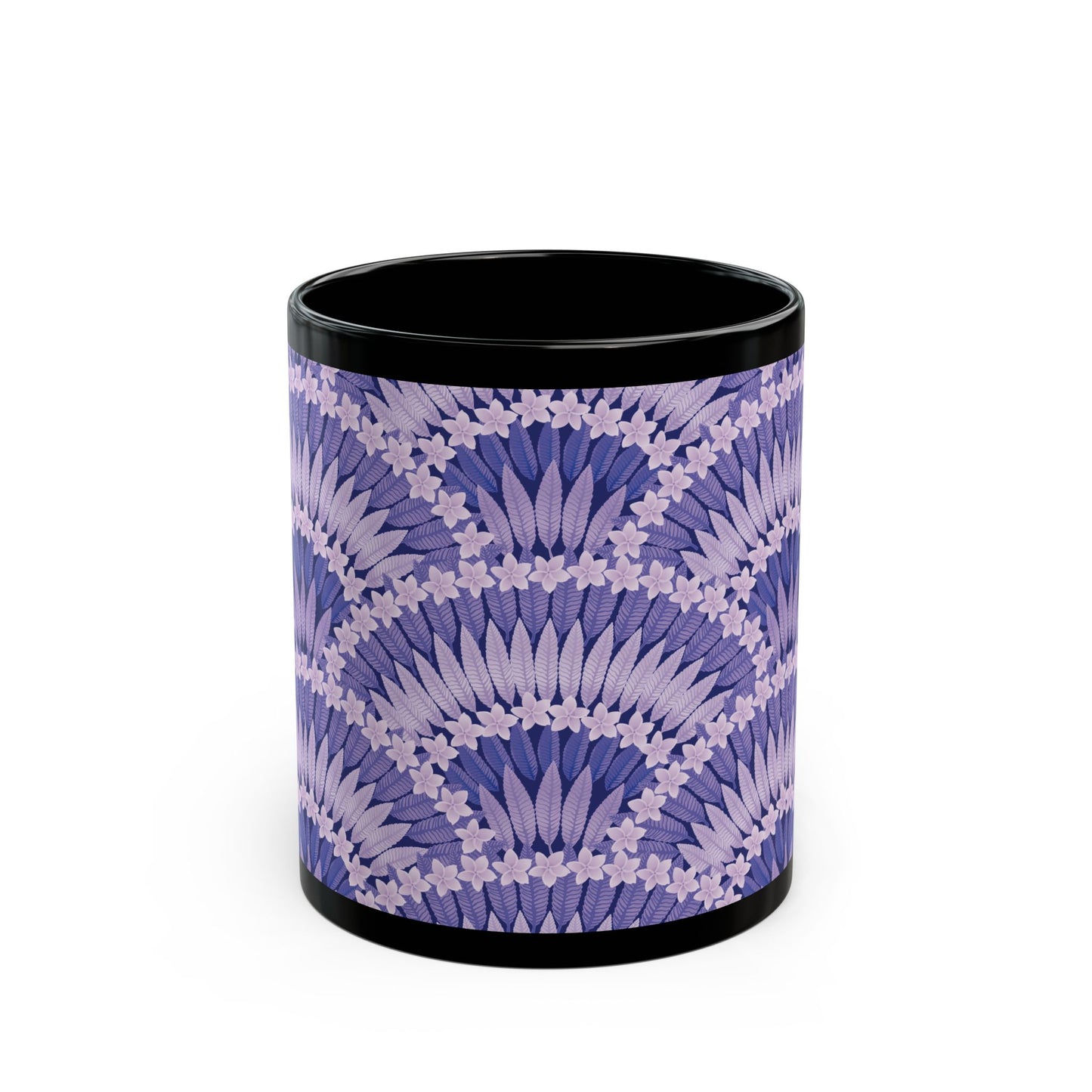 Copy of Black Mug (11oz, 15oz), Plumeria and Palms, Lime