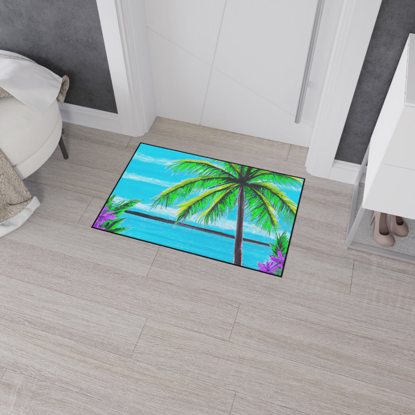 Heavy Duty Floor Mat, 5 Sizes – Tropical Area Rug for Home Décor / Calm Beach