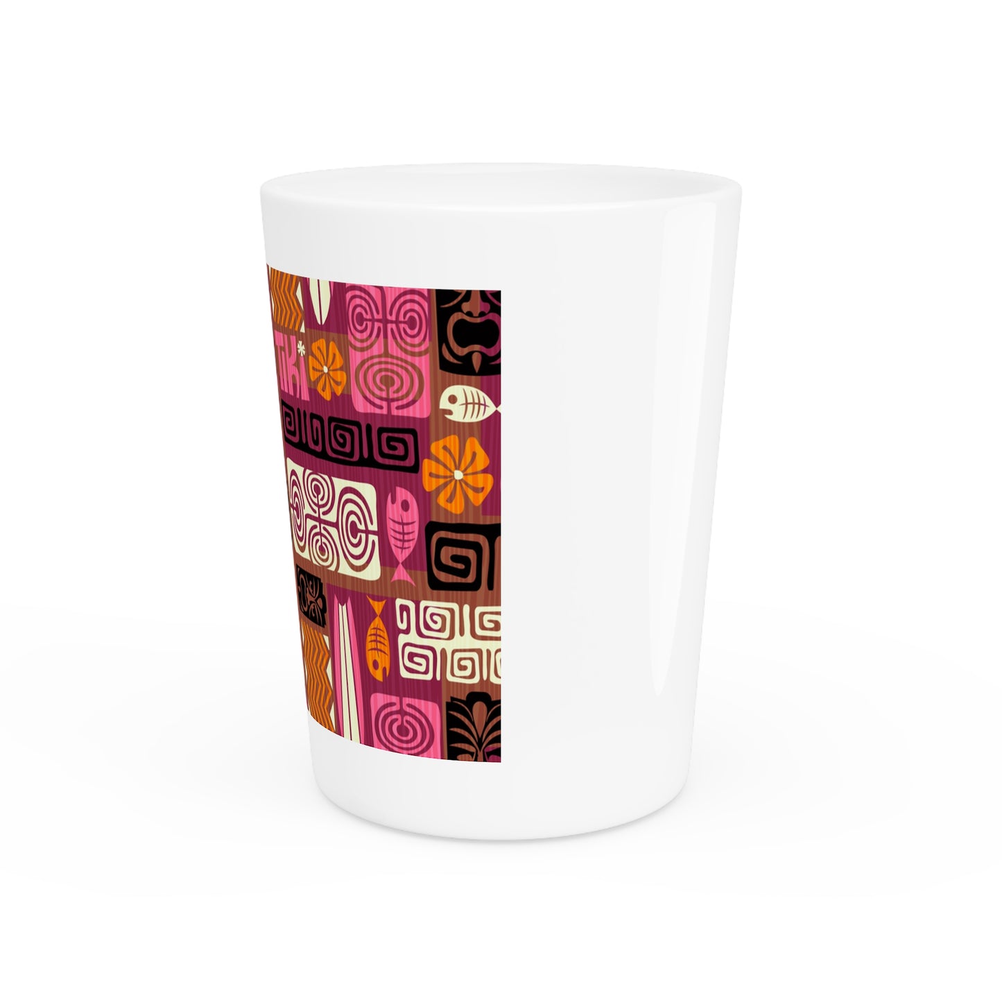 Ceramic Shot Glass - Tiki Poster Pink/Orange