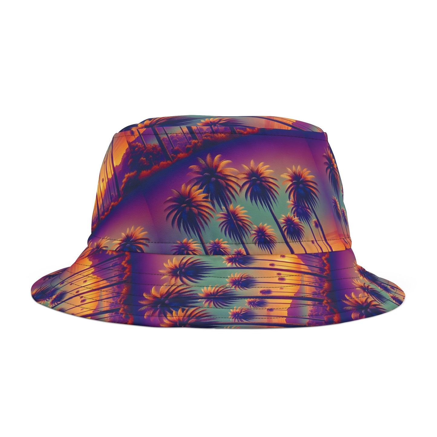 Tropical Polyester Bucket Hat, 2 Sizes - Sunset Palms