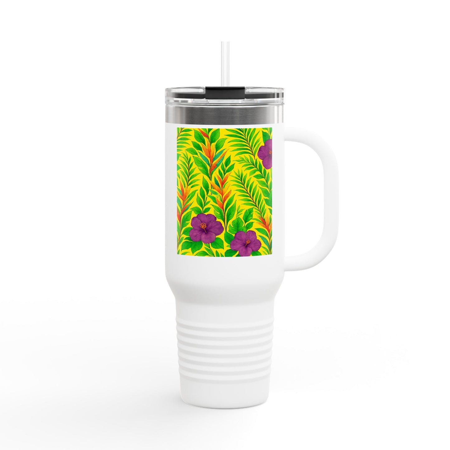Midnight Flower Yellow Insulated Travel Mug - 40oz - Perfect for Outdoor Adventures
