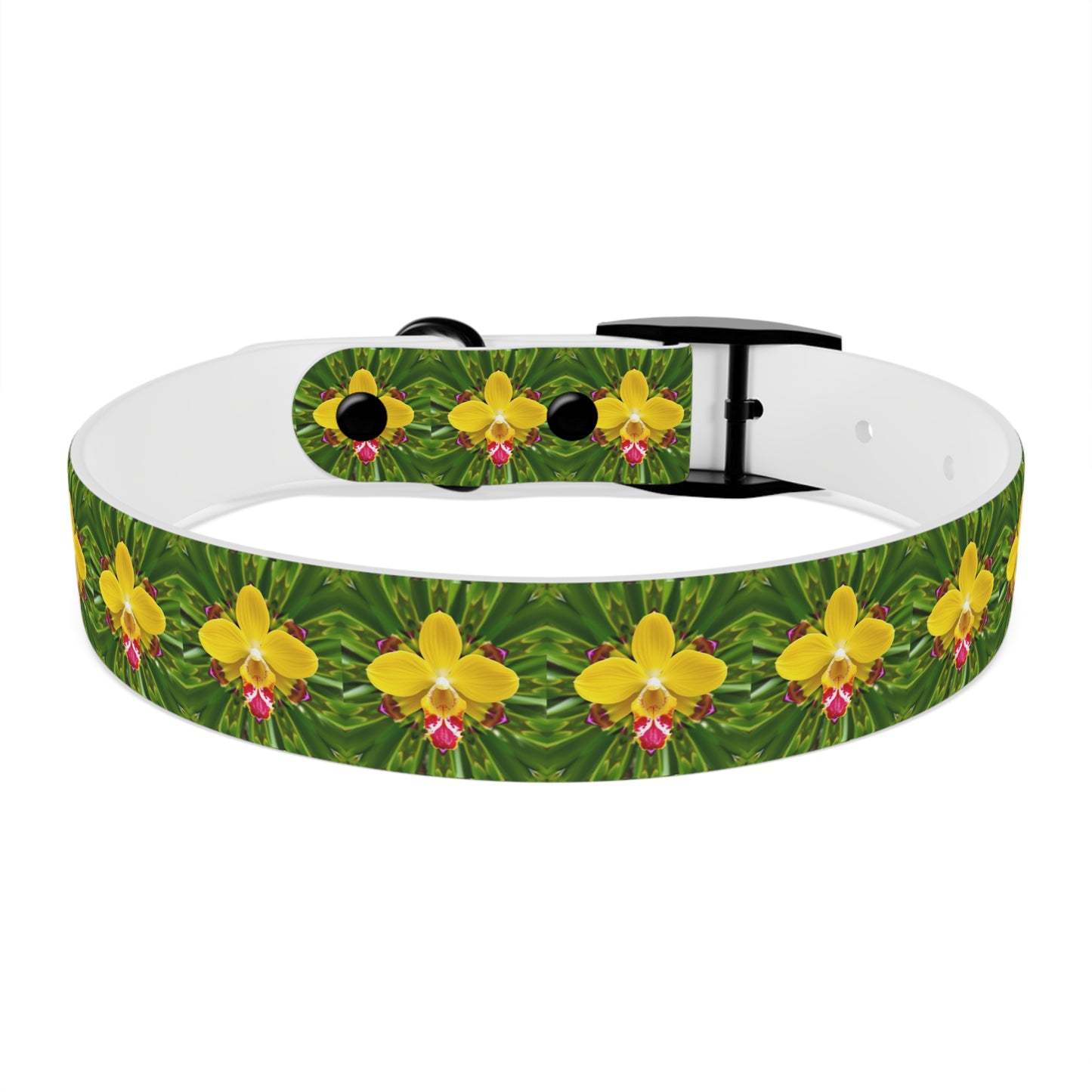 Dog Collar - Yellow Orchid Kaleidoscope