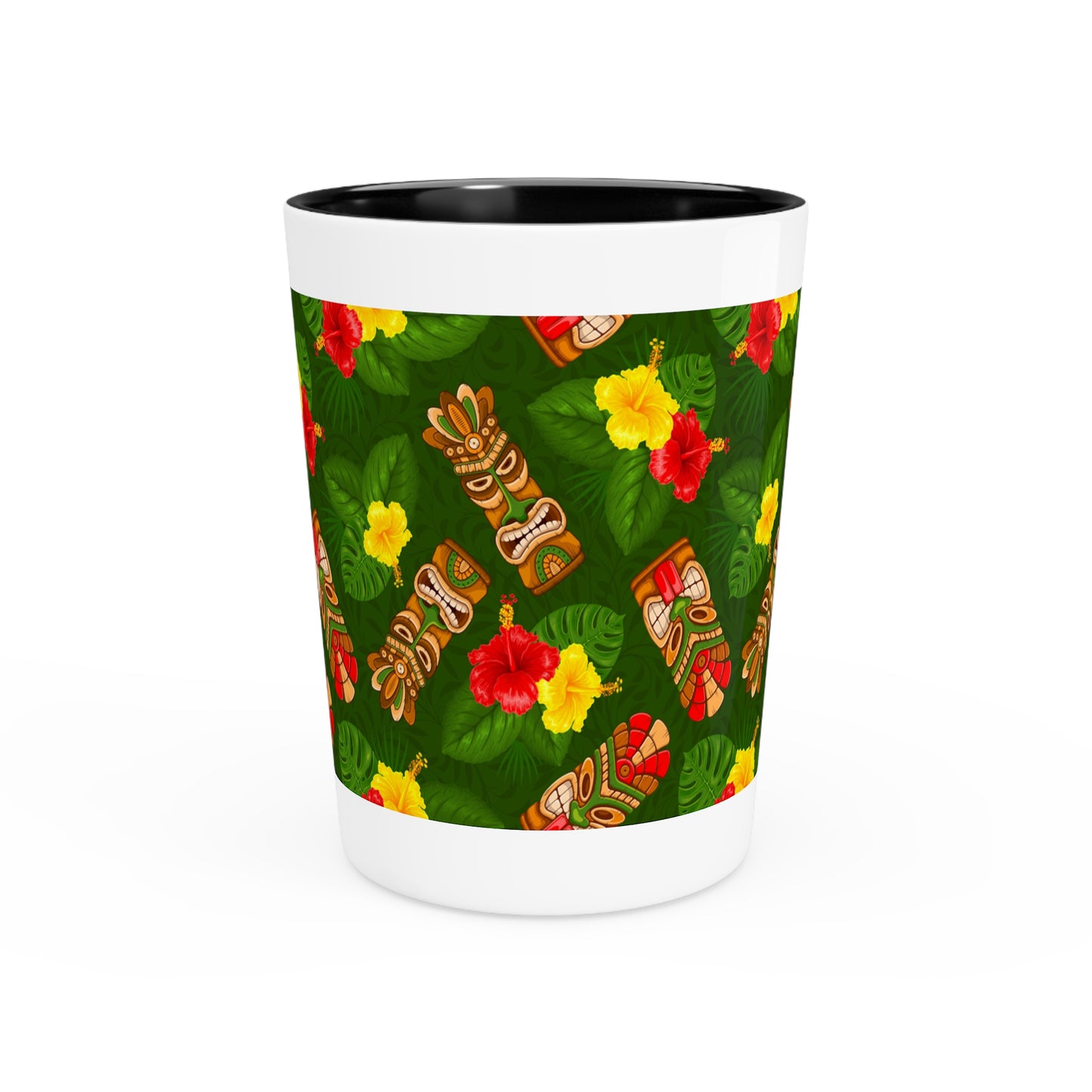 Ceramic Shot Glass - Tiki Hibiscus Garden